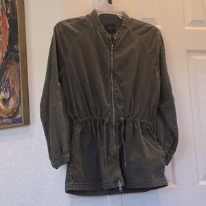 Army green denim jacket